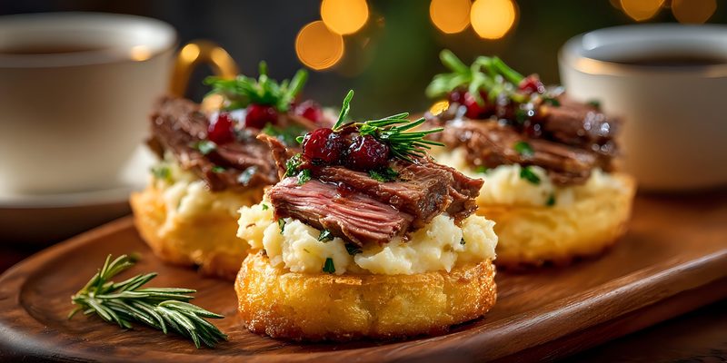 Roastbeef-Häppchen mit Kartoffel und Rosmarin – Fleisch Fingerfood
